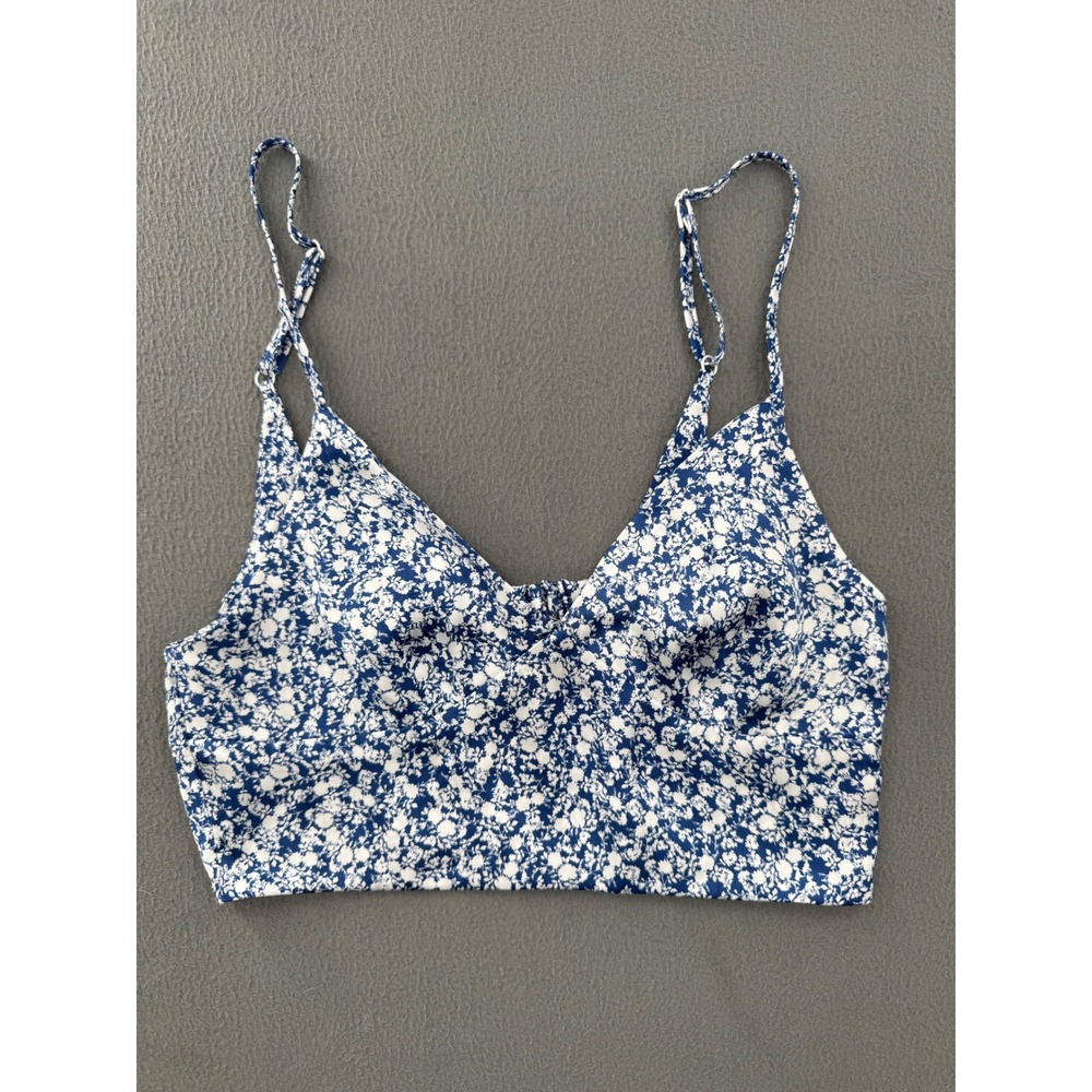Zara Floral Crop Top Small Blue White Ditsy Print Open Back Cottagecore Garden